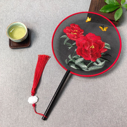 Traditional Fan Suzhou Double-Sided Embroidery Round Fan Dance Special Chinese Style Hanfu Cheongsam Classical Round Fan Summer Fan