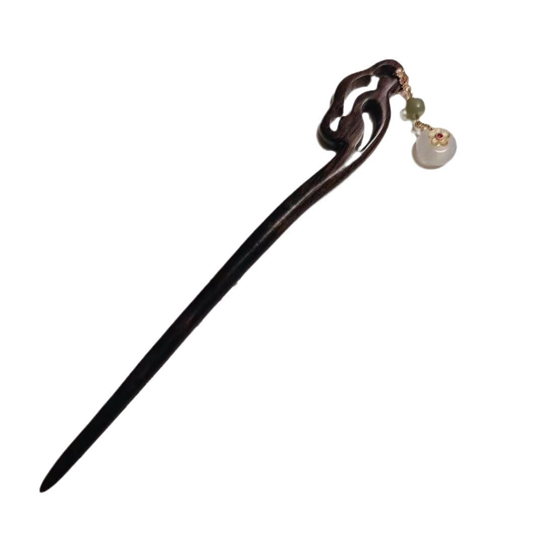 Peaceful and Smooth Cloud Natural Ebony Hairpin Jade Pendant High-end Song Dynasty Ancient Style Intangible Cultural Heritage Accessories Wholesale