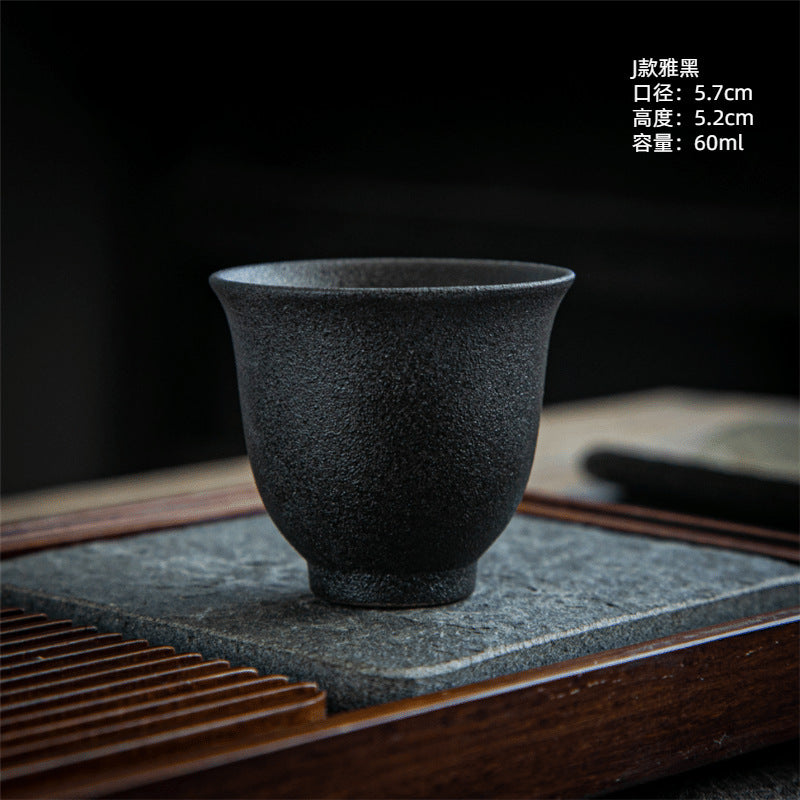 Coarse Pottery Tea Cup Creative Tea Cup Japanese Style Tea Cup Cross-Border Supply Retro Ceramic Master Cup Kung Fu Small Tea Bowl