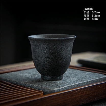 Coarse Pottery Tea Cup Creative Tea Cup Japanese Style Tea Cup Cross-Border Supply Retro Ceramic Master Cup Kung Fu Small Tea Bowl