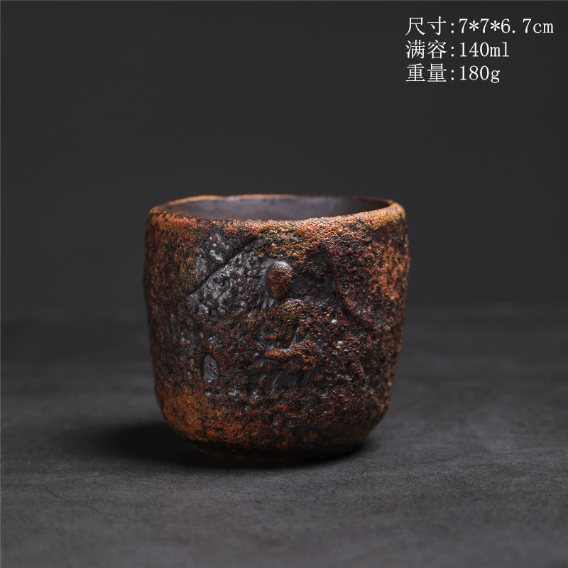 Coarse Pottery Tea Cup Creative Tea Cup Japanese Style Tea Cup Cross-Border Supply Retro Ceramic Master Cup Kung Fu Small Tea Bowl