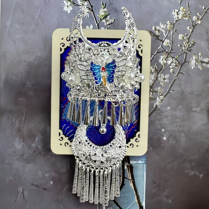 Guizhou Miao Ethnic Cultural Creative Refrigerator Magnet Dai Embroidery Cloth Large and Small Frame Three-Dimensional Phoenix Looking Back Guizhou Tourist Souvenir