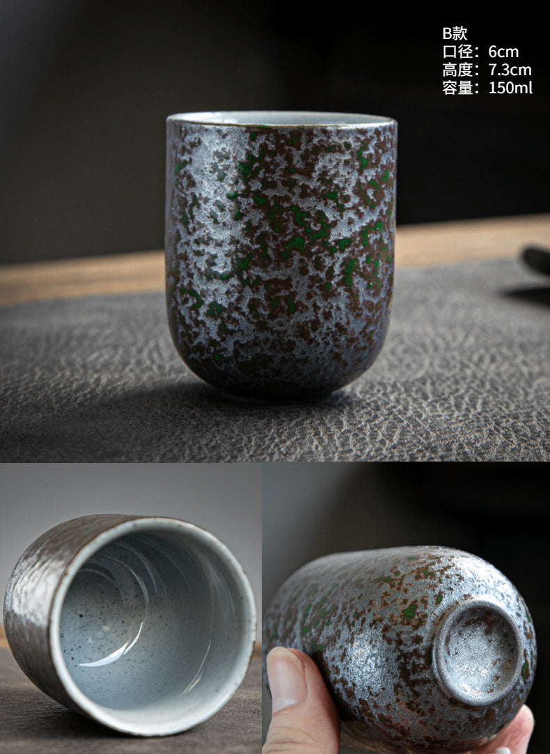 Coarse Pottery Tea Cup Creative Tea Cup Japanese Style Tea Cup Cross-Border Supply Retro Ceramic Master Cup Kung Fu Small Tea Bowl