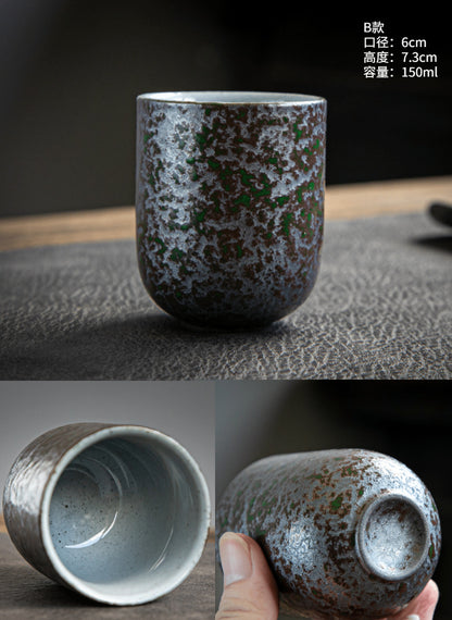 Coarse Pottery Tea Cup Creative Tea Cup Japanese Style Tea Cup Cross-Border Supply Retro Ceramic Master Cup Kung Fu Small Tea Bowl