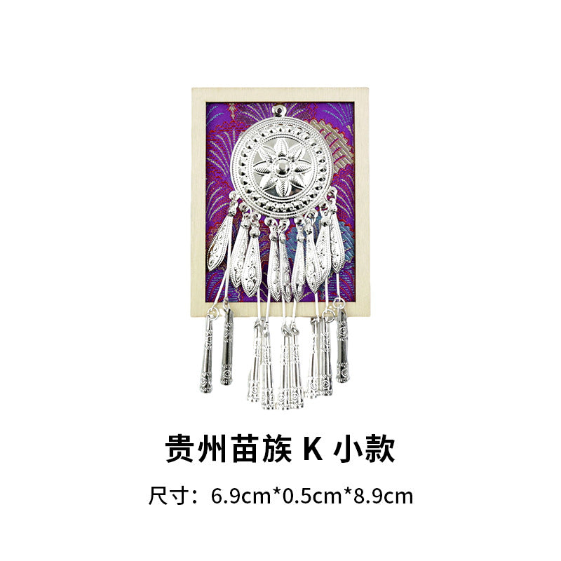 Guizhou Miao Ethnic Cultural Creative Refrigerator Magnet Dai Embroidery Cloth Large and Small Frame Three-Dimensional Phoenix Looking Back Guizhou Tourist Souvenir
