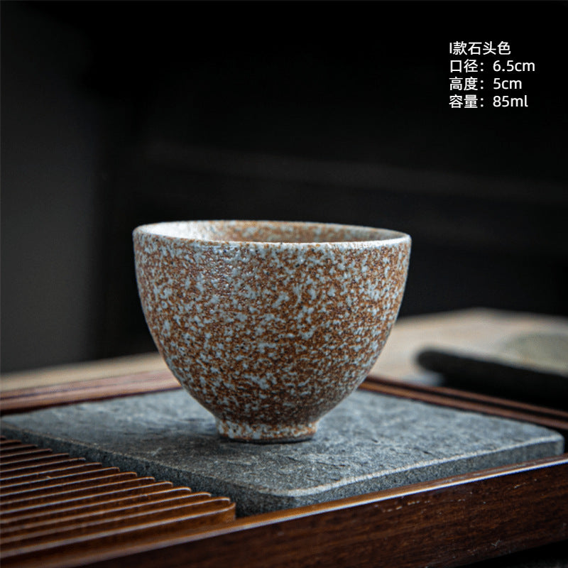 Coarse Pottery Tea Cup Creative Tea Cup Japanese Style Tea Cup Cross-Border Supply Retro Ceramic Master Cup Kung Fu Small Tea Bowl