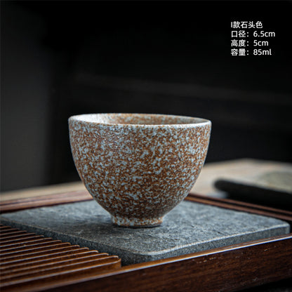 Coarse Pottery Tea Cup Creative Tea Cup Japanese Style Tea Cup Cross-Border Supply Retro Ceramic Master Cup Kung Fu Small Tea Bowl