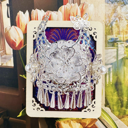 Guizhou Miao Ethnic Cultural Creative Refrigerator Magnet Dai Embroidery Cloth Large and Small Frame Three-Dimensional Phoenix Looking Back Guizhou Tourist Souvenir