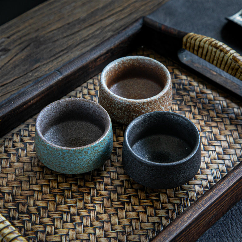 Coarse Pottery Tea Cup Creative Tea Cup Japanese Style Tea Cup Cross-Border Supply Retro Ceramic Master Cup Kung Fu Small Tea Bowl