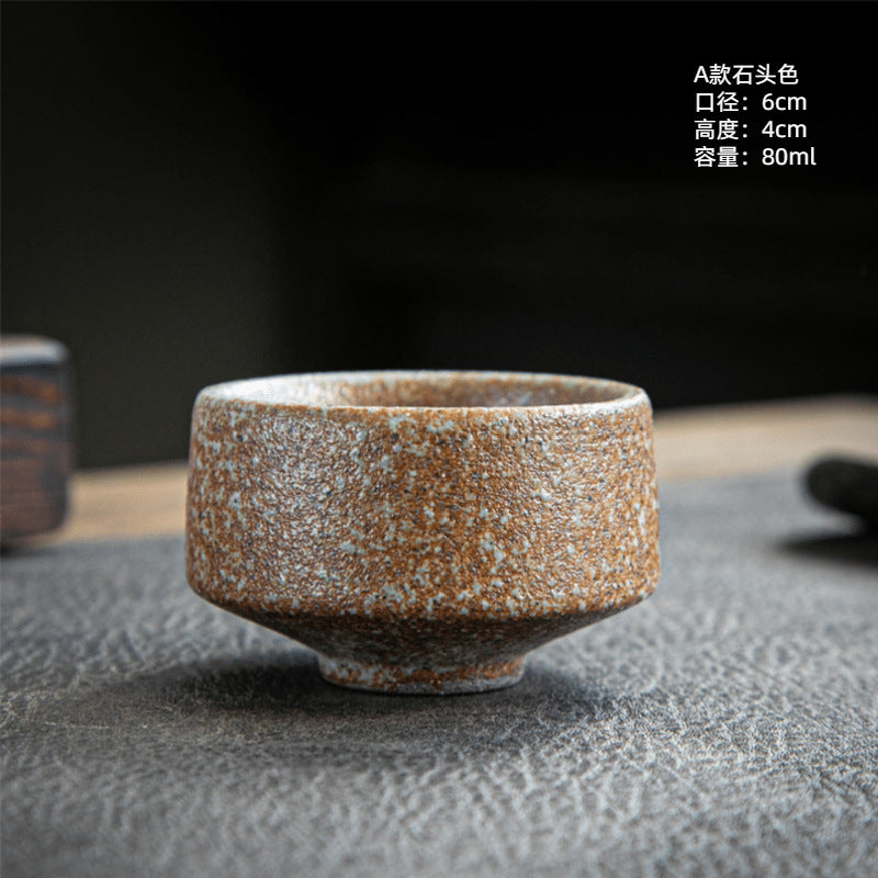 Coarse Pottery Tea Cup Creative Tea Cup Japanese Style Tea Cup Cross-Border Supply Retro Ceramic Master Cup Kung Fu Small Tea Bowl