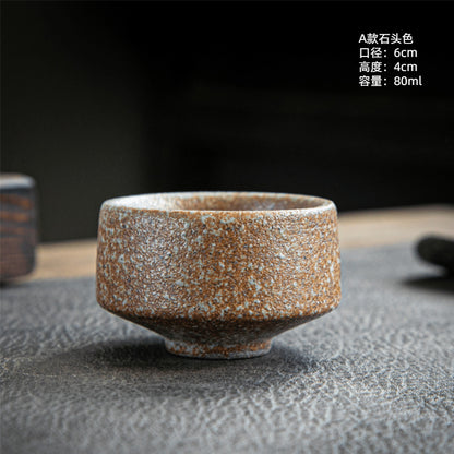 Coarse Pottery Tea Cup Creative Tea Cup Japanese Style Tea Cup Cross-Border Supply Retro Ceramic Master Cup Kung Fu Small Tea Bowl
