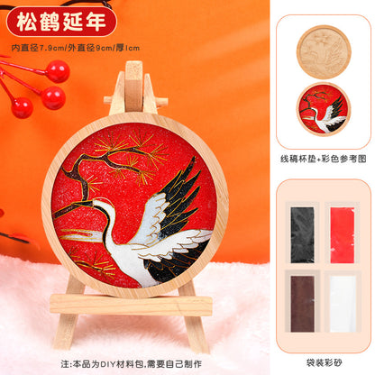 Cloisonné Enamel diy Material Kit Cloisonné Coaster Chinese Style Handmade Team Building Warm-Up Activity Manufacturer Wholesale