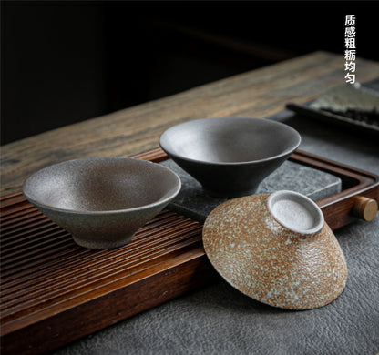 Coarse Pottery Tea Cup Creative Tea Cup Japanese Style Tea Cup Cross-Border Supply Retro Ceramic Master Cup Kung Fu Small Tea Bowl