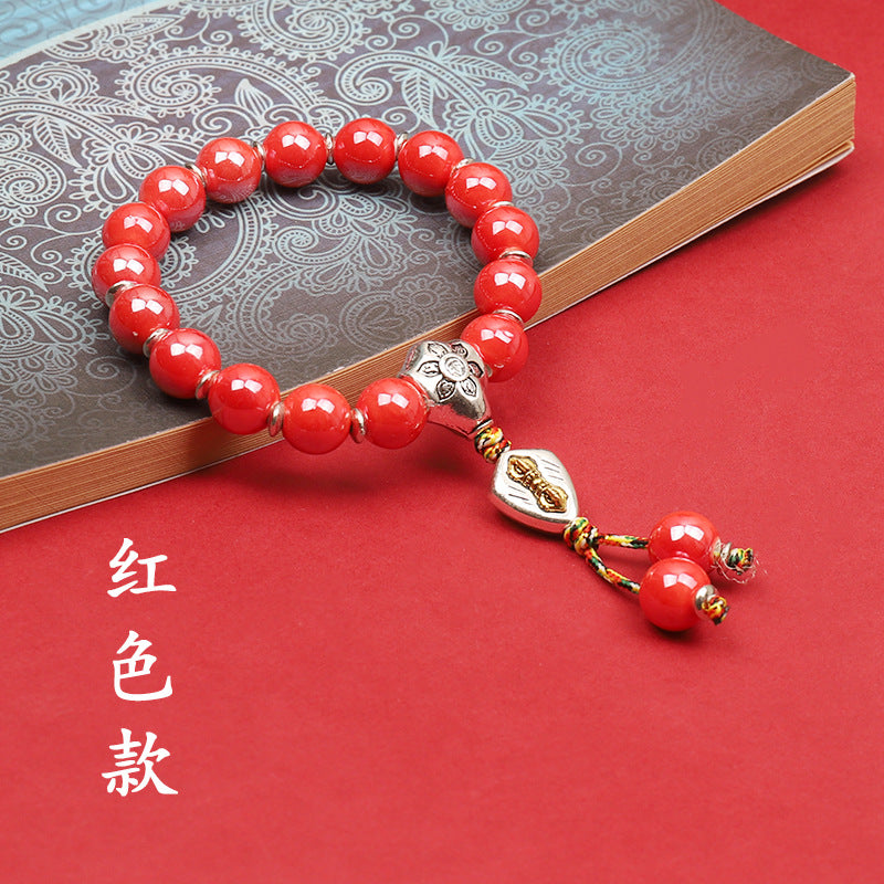 Fragrant Gray Porcelain Bracelet Boutique Men's and Women's Ceramic Bracelet Classic Duobao Macaron Fragrant Gray Colored Glaze Bracelet Get Goods
