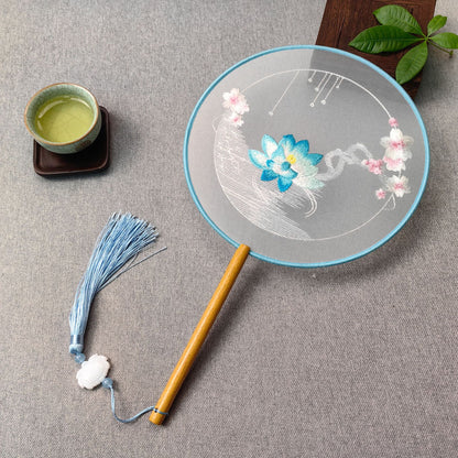 Traditional Fan Suzhou Double-Sided Embroidery Round Fan Dance Special Chinese Style Hanfu Cheongsam Classical Round Fan Summer Fan