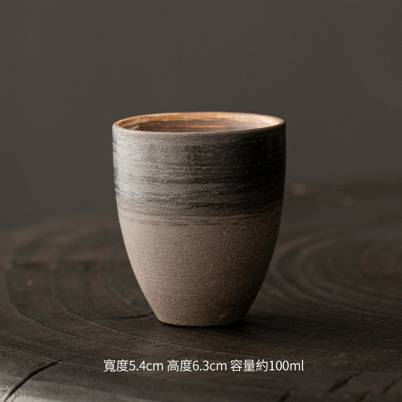 Coarse Pottery Tea Cup Creative Tea Cup Japanese Style Tea Cup Cross-Border Supply Retro Ceramic Master Cup Kung Fu Small Tea Bowl