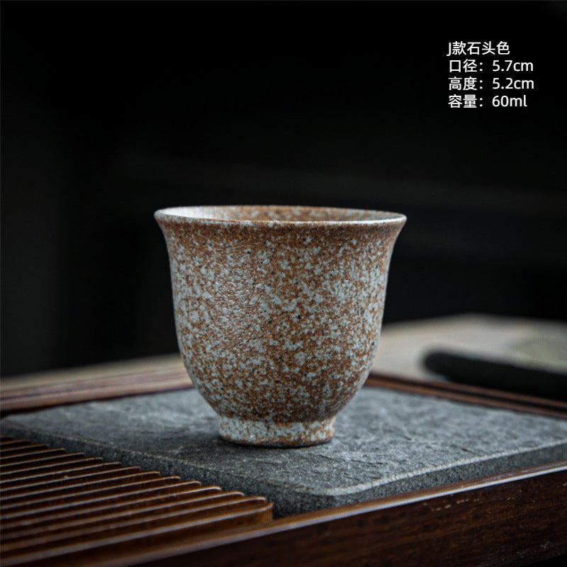 Coarse Pottery Tea Cup Creative Tea Cup Japanese Style Tea Cup Cross-Border Supply Retro Ceramic Master Cup Kung Fu Small Tea Bowl