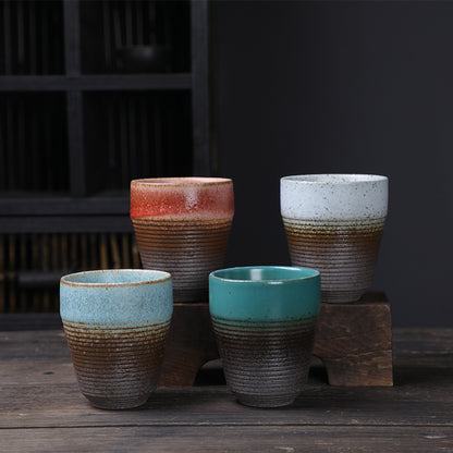 Coarse Pottery Tea Cup Creative Tea Cup Japanese Style Tea Cup Cross-Border Supply Retro Ceramic Master Cup Kung Fu Small Tea Bowl