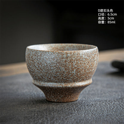 Coarse Pottery Tea Cup Creative Tea Cup Japanese Style Tea Cup Cross-Border Supply Retro Ceramic Master Cup Kung Fu Small Tea Bowl