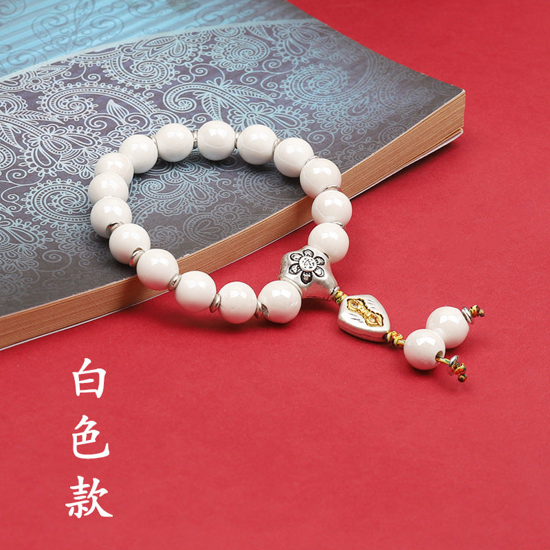 Fragrant Gray Porcelain Bracelet Boutique Men's and Women's Ceramic Bracelet Classic Duobao Macaron Fragrant Gray Colored Glaze Bracelet Get Goods