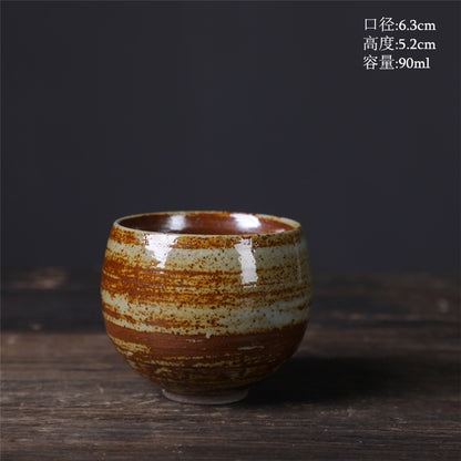 Coarse Pottery Tea Cup Creative Tea Cup Japanese Style Tea Cup Cross-Border Supply Retro Ceramic Master Cup Kung Fu Small Tea Bowl