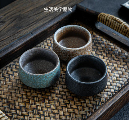 Coarse Pottery Tea Cup Creative Tea Cup Japanese Style Tea Cup Cross-Border Supply Retro Ceramic Master Cup Kung Fu Small Tea Bowl