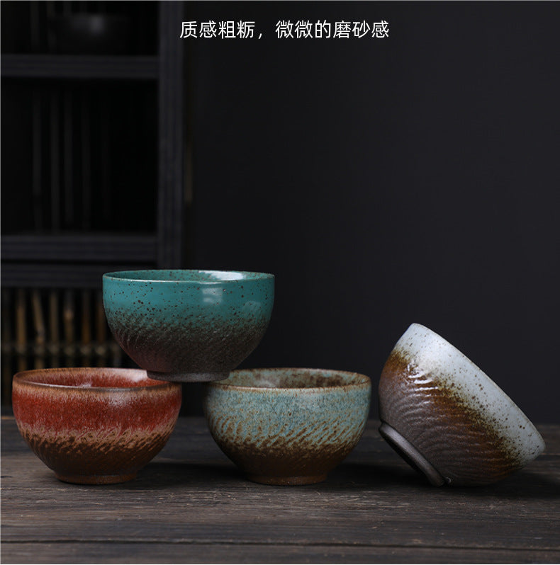 Coarse Pottery Tea Cup Creative Tea Cup Japanese Style Tea Cup Cross-Border Supply Retro Ceramic Master Cup Kung Fu Small Tea Bowl