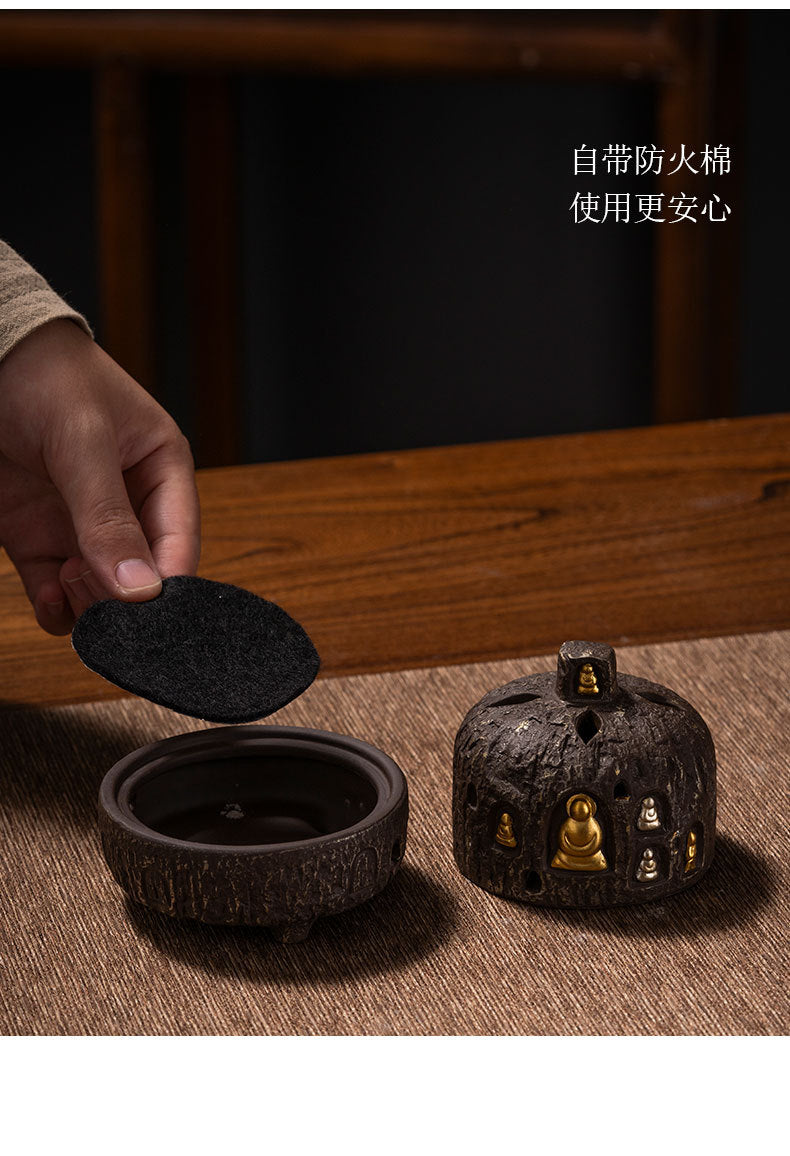 Incense Burner Dunhuang Zen Buddha Purple Clay Gourd Chinese Style Home Incense Tray Holder Incense Stick Agarwood Indoor Incense Box