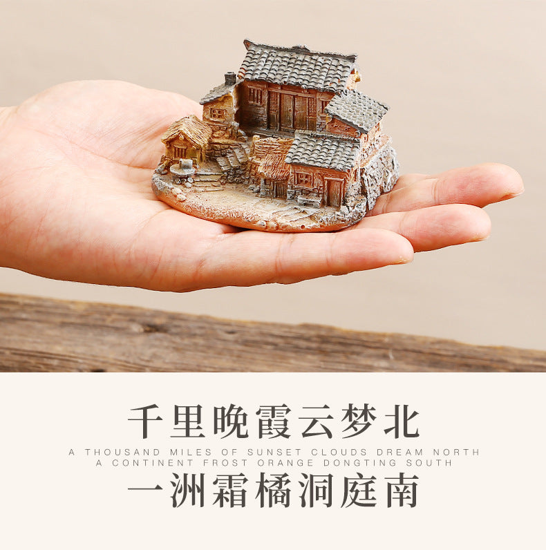 Resin Miniature House Desktop Craft Garden Landscaping Potted Plant Bonsai National Trend