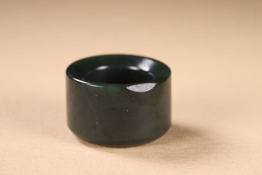Hetian Jade Dark Green Thumb Ring
