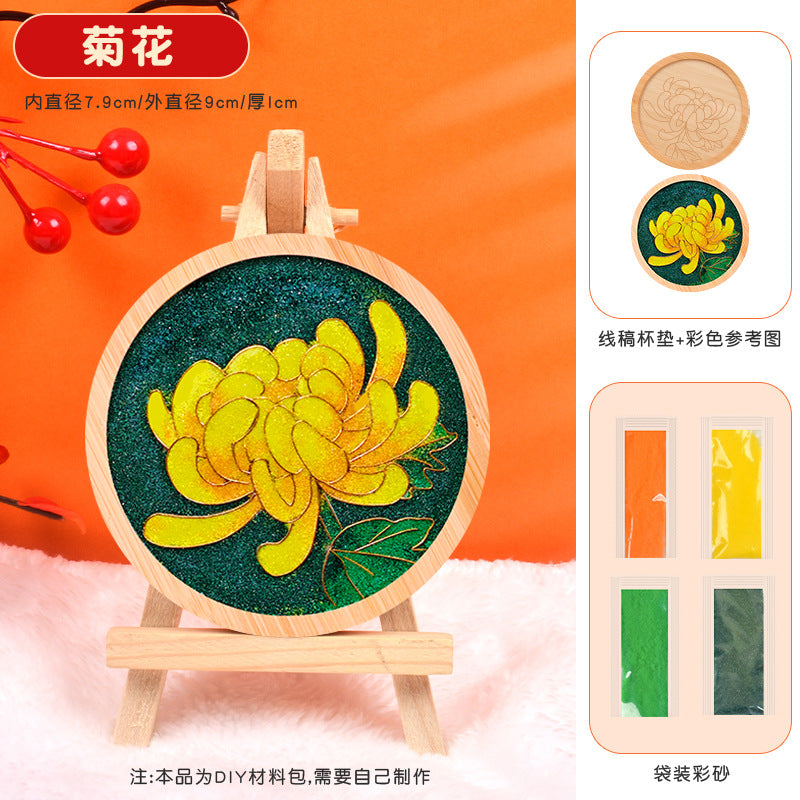 Cloisonné Enamel diy Material Kit Cloisonné Coaster Chinese Style Handmade Team Building Warm-Up Activity Manufacturer Wholesale