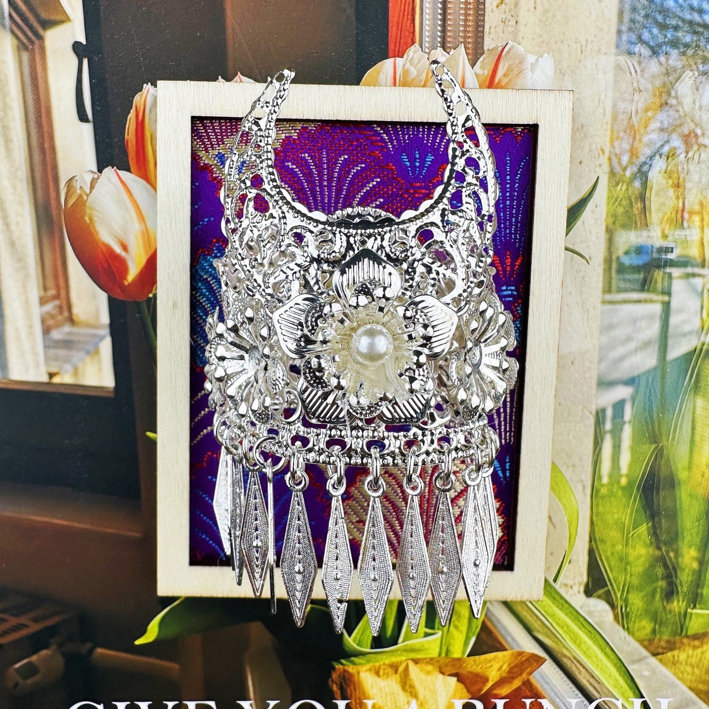 Guizhou Miao Ethnic Cultural Creative Refrigerator Magnet Dai Embroidery Cloth Large and Small Frame Three-Dimensional Phoenix Looking Back Guizhou Tourist Souvenir