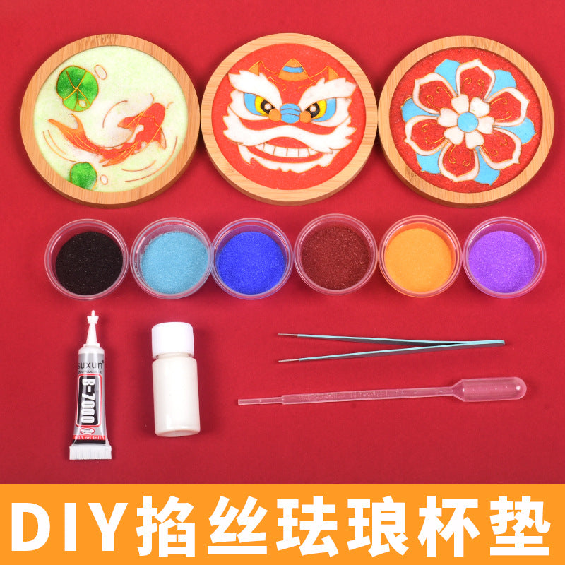 Cloisonné Enamel diy Material Kit Cloisonné Coaster Chinese Style Handmade Team Building Warm-Up Activity Manufacturer Wholesale