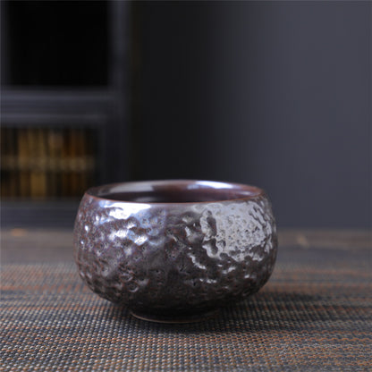 Coarse Pottery Tea Cup Creative Tea Cup Japanese Style Tea Cup Cross-Border Supply Retro Ceramic Master Cup Kung Fu Small Tea Bowl
