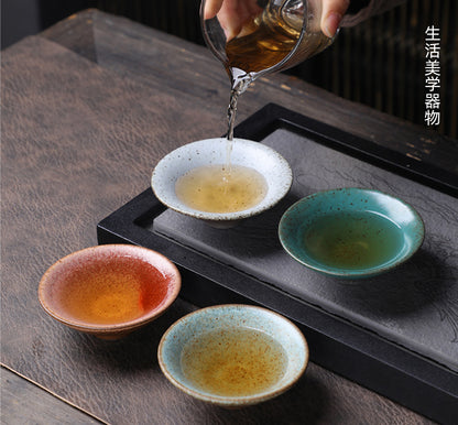 Coarse Pottery Tea Cup Creative Tea Cup Japanese Style Tea Cup Cross-Border Supply Retro Ceramic Master Cup Kung Fu Small Tea Bowl