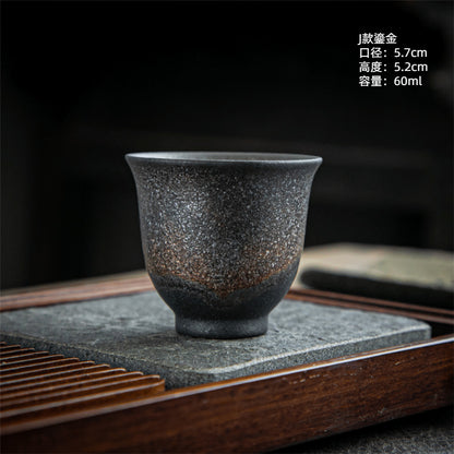 Coarse Pottery Tea Cup Creative Tea Cup Japanese Style Tea Cup Cross-Border Supply Retro Ceramic Master Cup Kung Fu Small Tea Bowl
