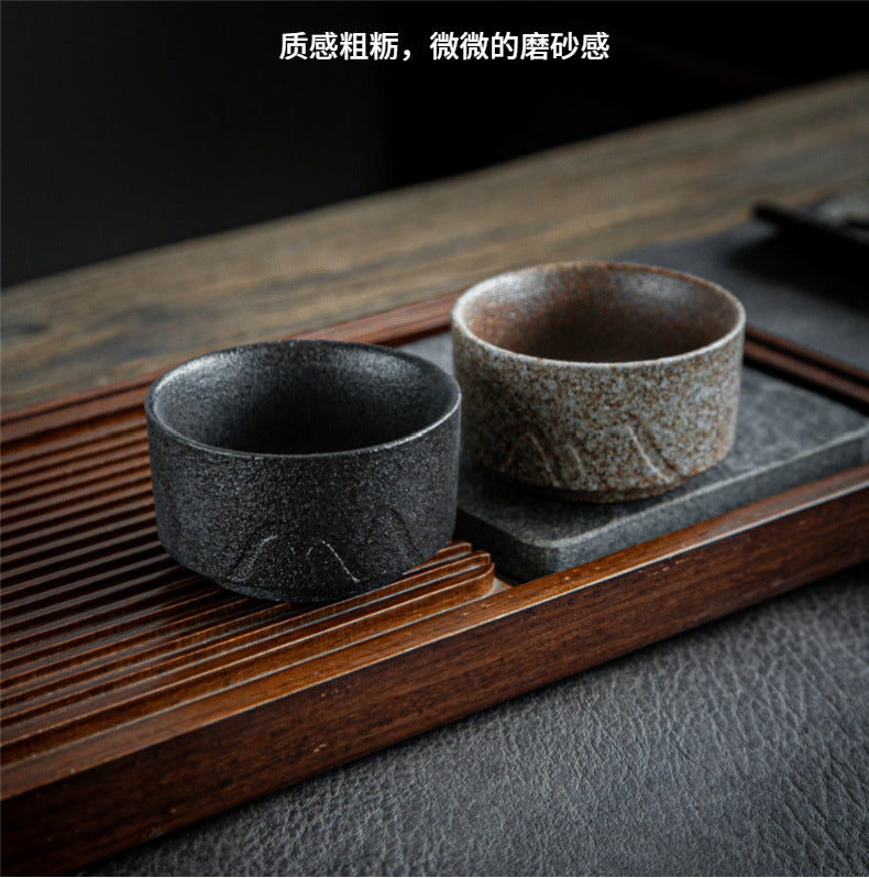 Coarse Pottery Tea Cup Creative Tea Cup Japanese Style Tea Cup Cross-Border Supply Retro Ceramic Master Cup Kung Fu Small Tea Bowl