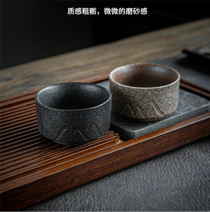 Coarse Pottery Tea Cup Creative Tea Cup Japanese Style Tea Cup Cross-Border Supply Retro Ceramic Master Cup Kung Fu Small Tea Bowl