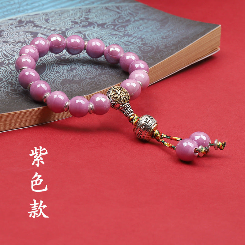 Fragrant Gray Porcelain Bracelet Boutique Men's and Women's Ceramic Bracelet Classic Duobao Macaron Fragrant Gray Colored Glaze Bracelet Get Goods