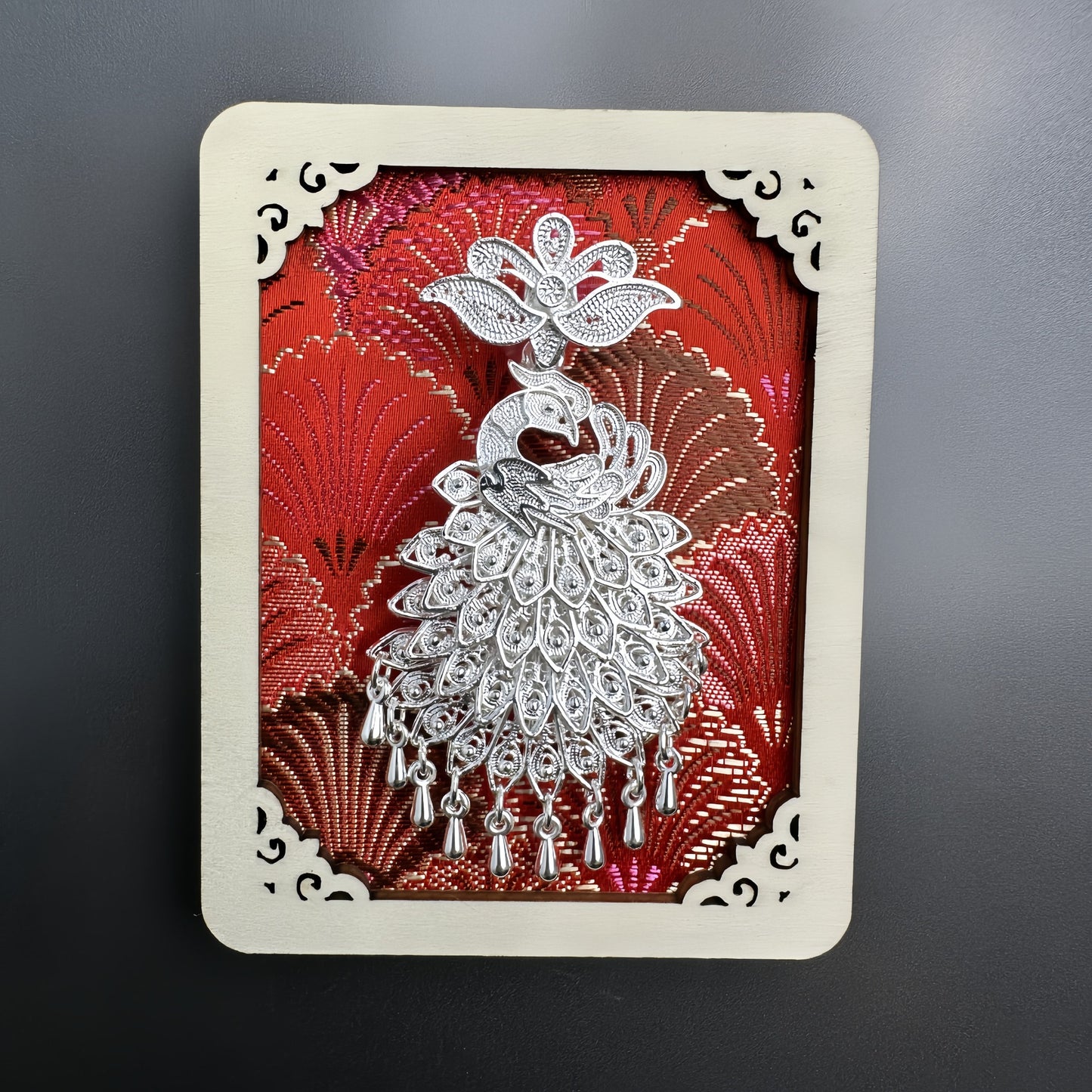 Guizhou Miao Ethnic Cultural Creative Refrigerator Magnet Dai Embroidery Cloth Large and Small Frame Three-Dimensional Phoenix Looking Back Guizhou Tourist Souvenir