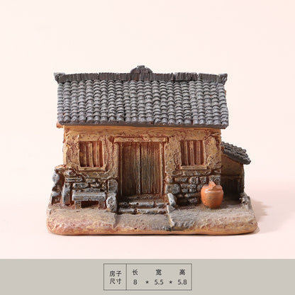 Resin Miniature House Desktop Craft Garden Landscaping Potted Plant Bonsai National Trend