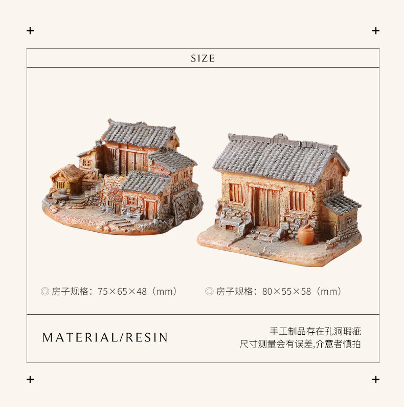 Resin Miniature House Desktop Craft Garden Landscaping Potted Plant Bonsai National Trend
