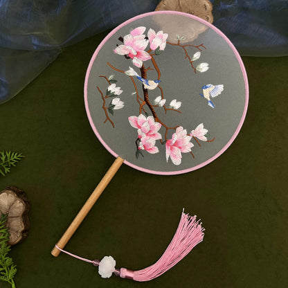 Traditional Fan Suzhou Double-Sided Embroidery Round Fan Dance Special Chinese Style Hanfu Cheongsam Classical Round Fan Summer Fan