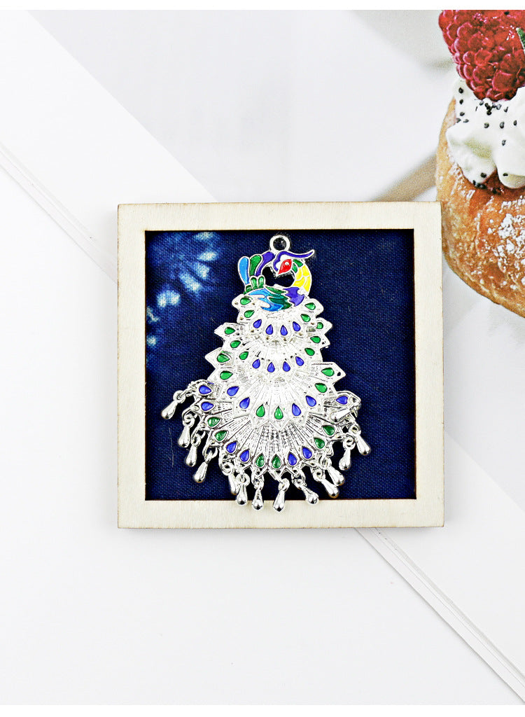 Guizhou Miao Ethnic Cultural Creative Refrigerator Magnet Dai Embroidery Cloth Large and Small Frame Three-Dimensional Phoenix Looking Back Guizhou Tourist Souvenir