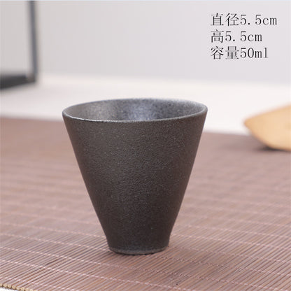 Coarse Pottery Tea Cup Creative Tea Cup Japanese Style Tea Cup Cross-Border Supply Retro Ceramic Master Cup Kung Fu Small Tea Bowl