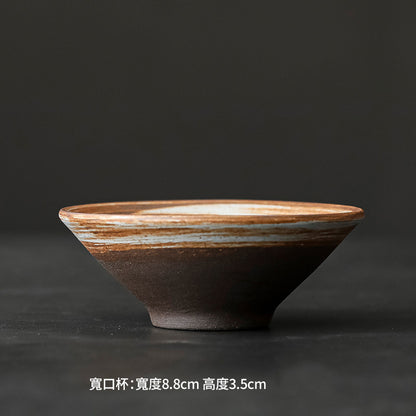 Coarse Pottery Tea Cup Creative Tea Cup Japanese Style Tea Cup Cross-Border Supply Retro Ceramic Master Cup Kung Fu Small Tea Bowl