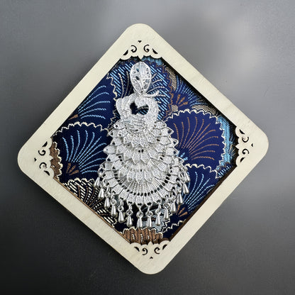 Guizhou Miao Ethnic Cultural Creative Refrigerator Magnet Dai Embroidery Cloth Large and Small Frame Three-Dimensional Phoenix Looking Back Guizhou Tourist Souvenir