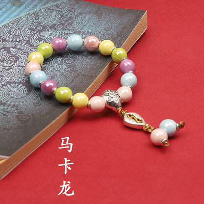 Fragrant Gray Porcelain Bracelet Boutique Men's and Women's Ceramic Bracelet Classic Duobao Macaron Fragrant Gray Colored Glaze Bracelet Get Goods