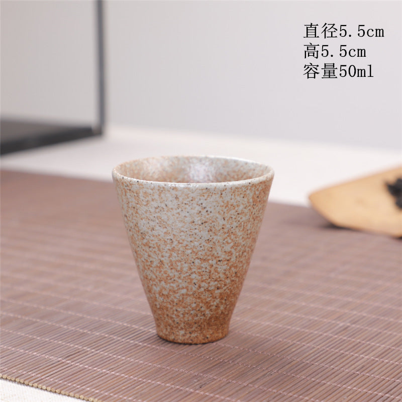 Coarse Pottery Tea Cup Creative Tea Cup Japanese Style Tea Cup Cross-Border Supply Retro Ceramic Master Cup Kung Fu Small Tea Bowl