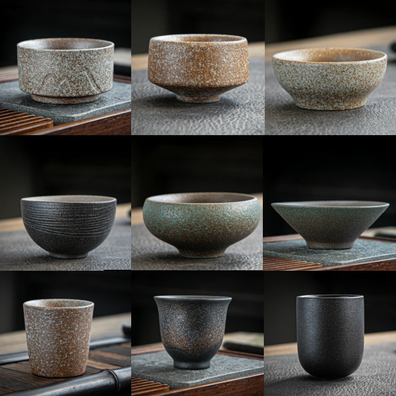 Coarse Pottery Tea Cup Creative Tea Cup Japanese Style Tea Cup Cross-Border Supply Retro Ceramic Master Cup Kung Fu Small Tea Bowl
